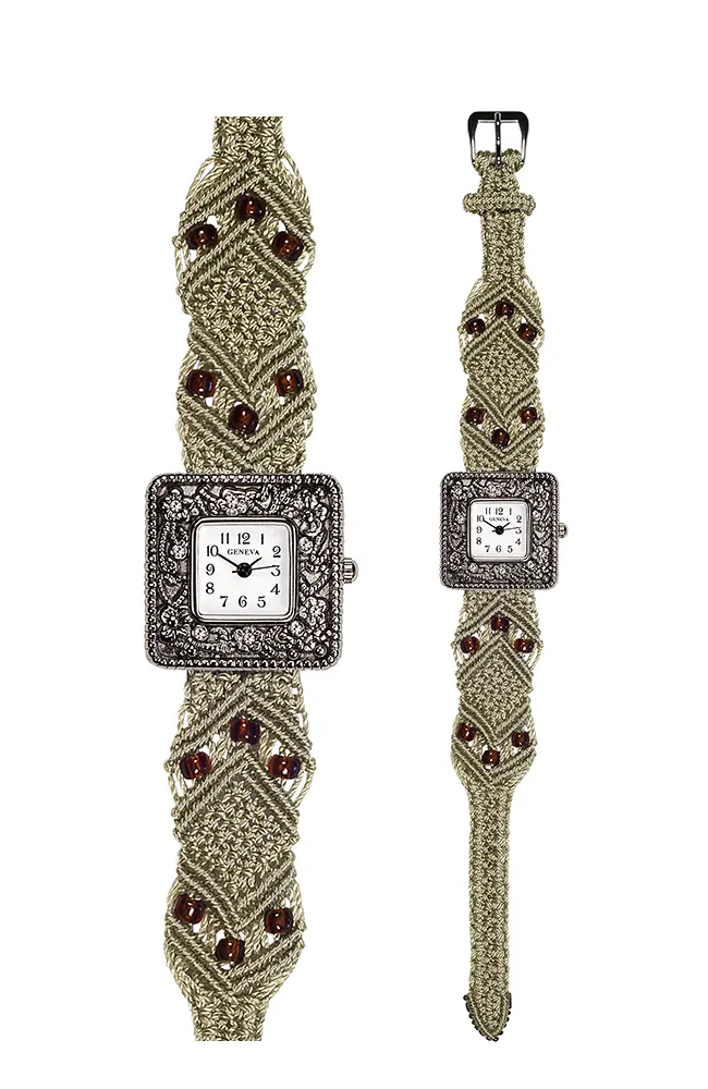 102G - Wide with Antique Style Square Marcasite Watch