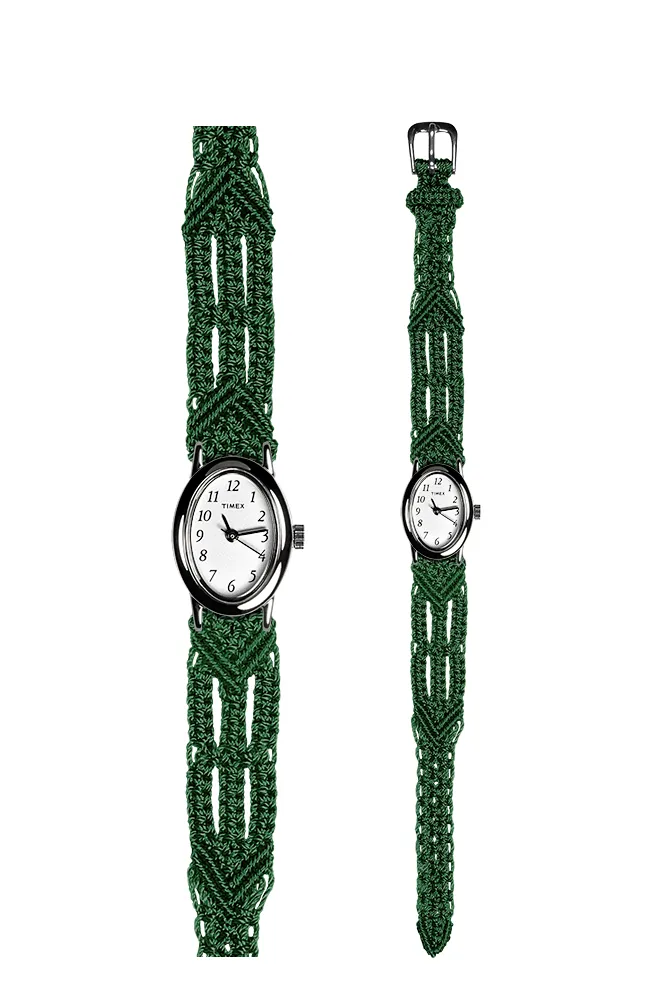 106 Green - Narrow with Timex Silver Cavatina Watch