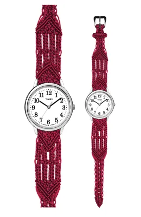 106 Red - Wide with Timex Silver Easy Reader Watch