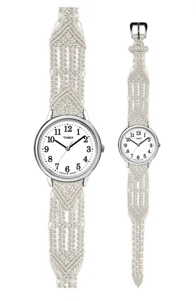 106 White - Wide with Timex Silver Easy Reader Watch