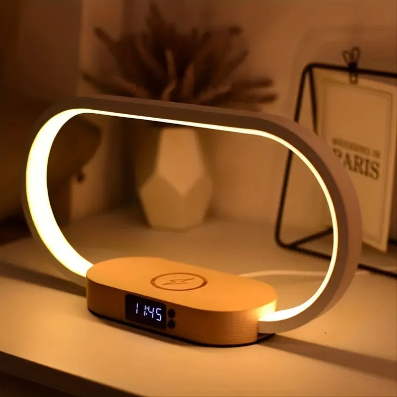 10W Multifunction Wireless Charger Pad Stand Clock LED Desk Lamp Night Light USB Port Fast Charging Station Dock For IPhone Samsung