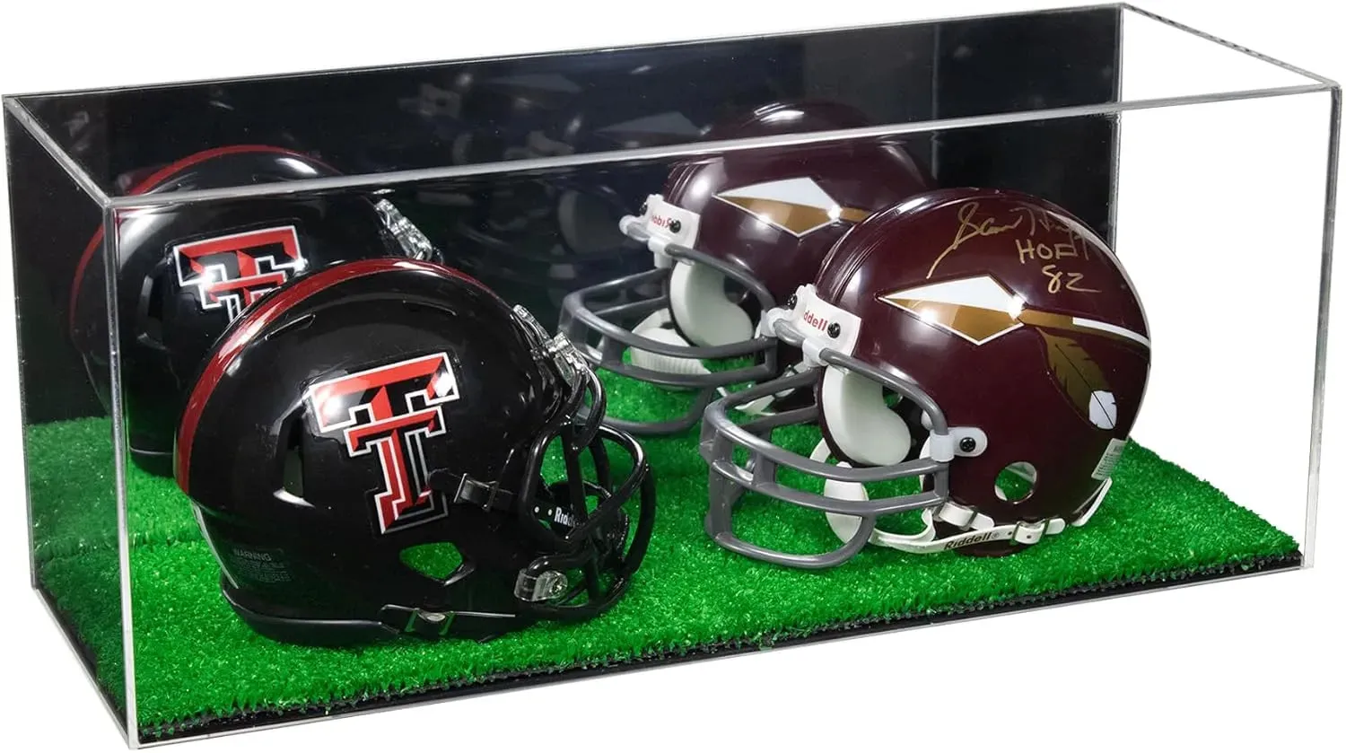 2 Mini Helmet or Mini Football with Mini Helmet Display Case - Mirror (B46/V46/A019)