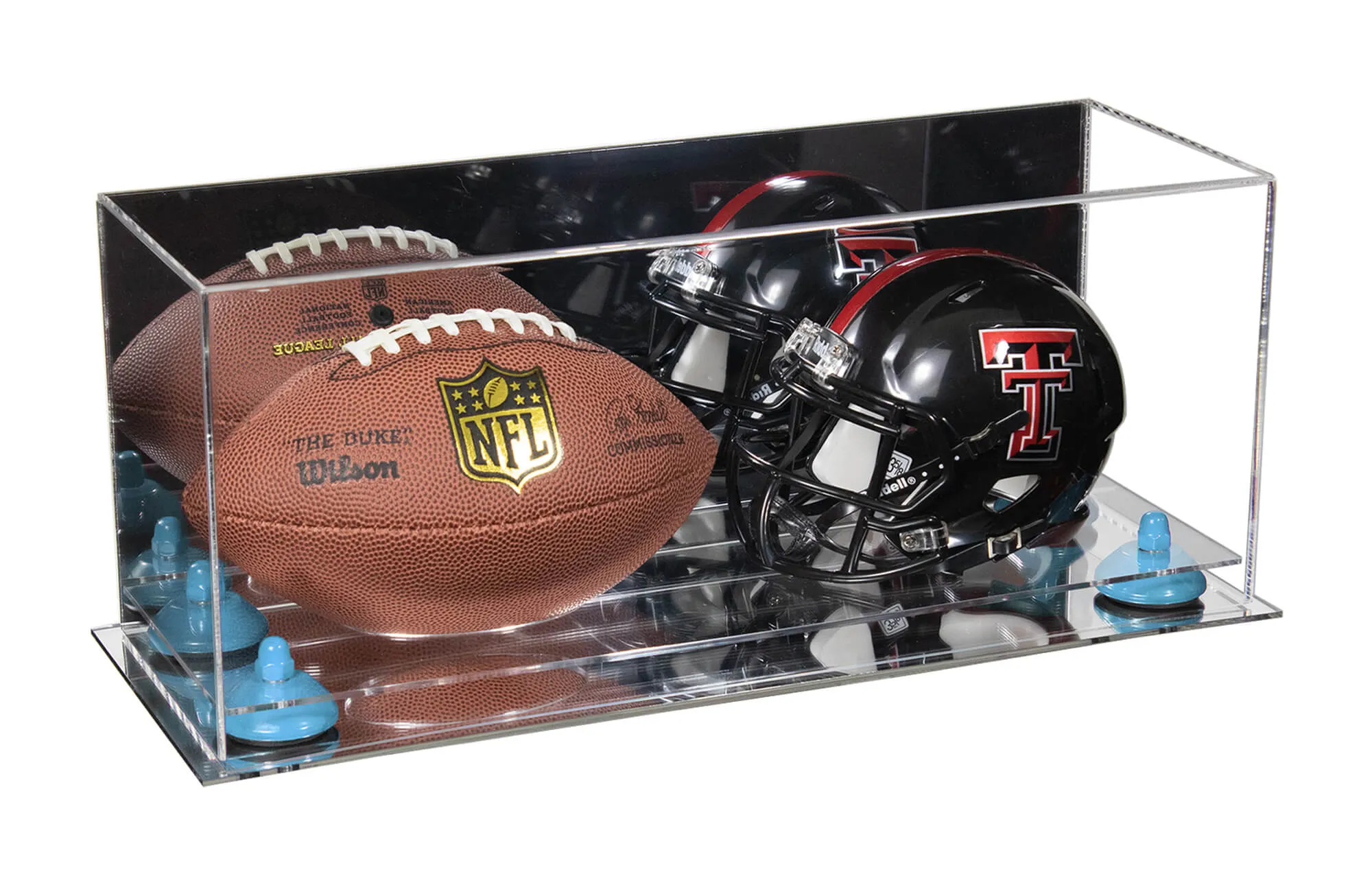 2 Mini Helmet or Mini Football with Mini Helmet Display Case - Mirror (B46/V46/A019)