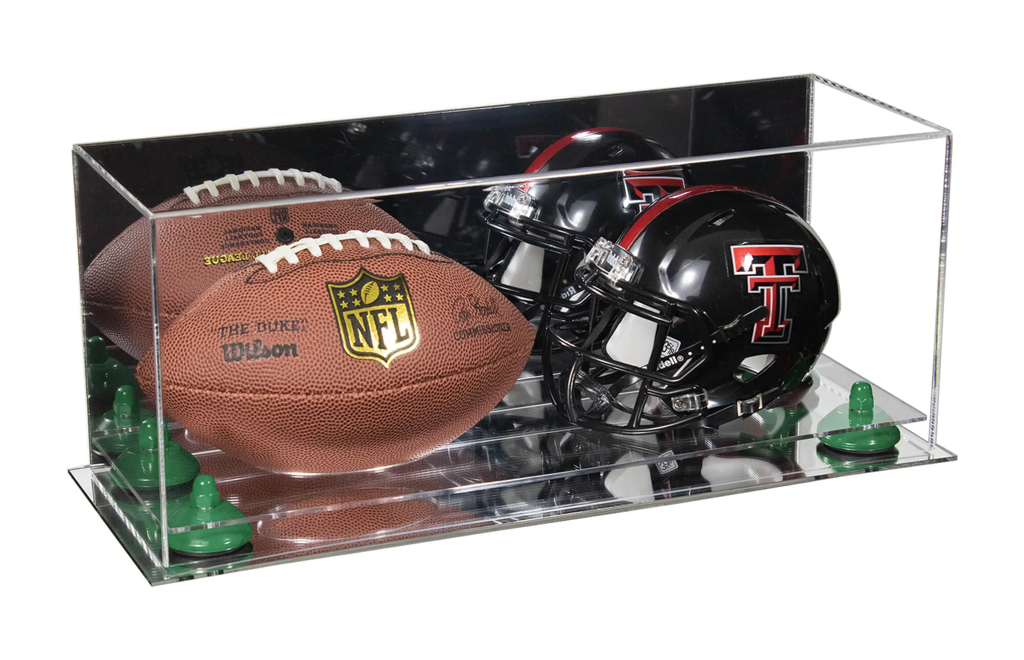 2 Mini Helmet or Mini Football with Mini Helmet Display Case - Mirror (B46/V46/A019)