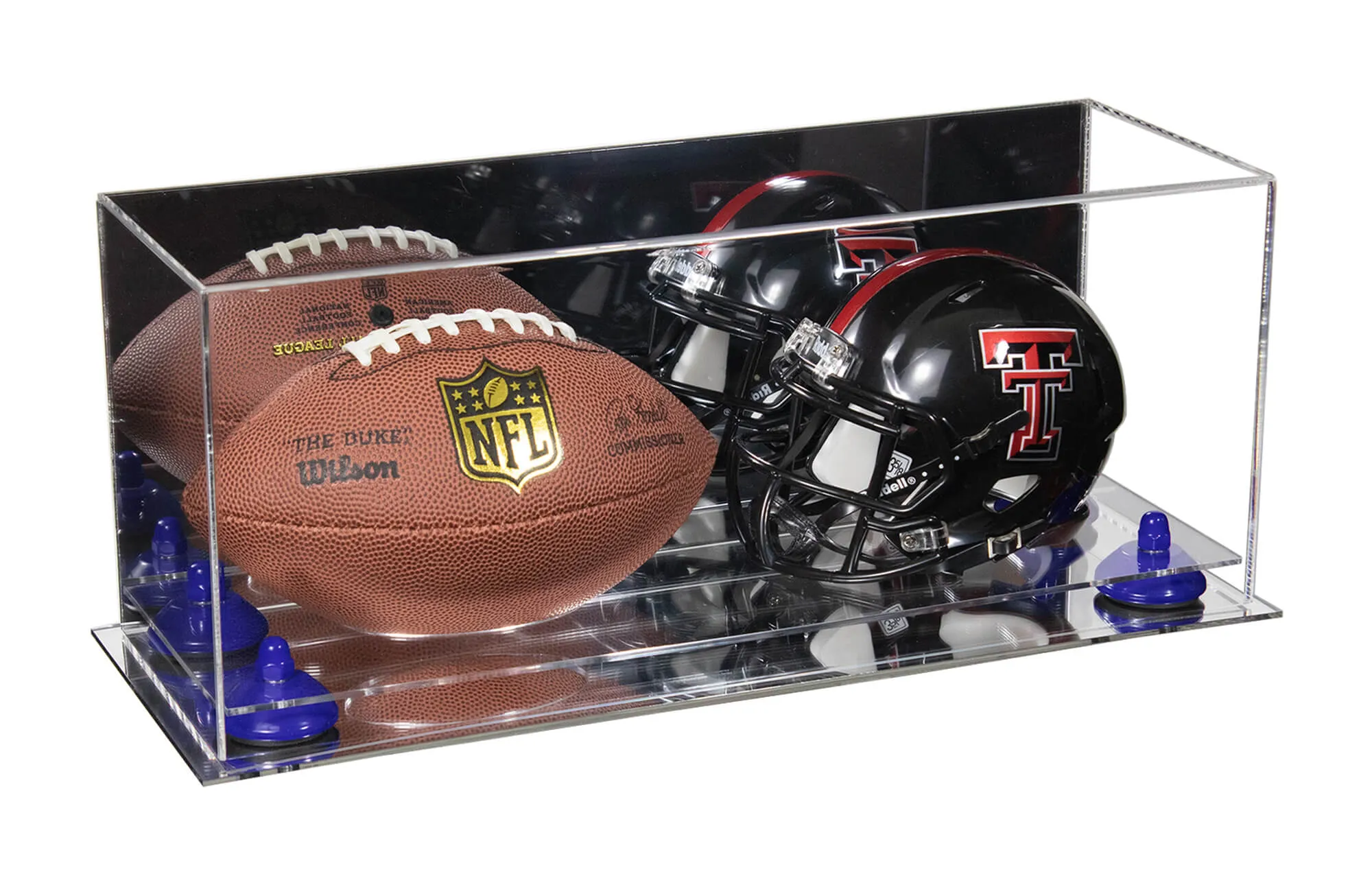 2 Mini Helmet or Mini Football with Mini Helmet Display Case - Mirror (B46/V46/A019)