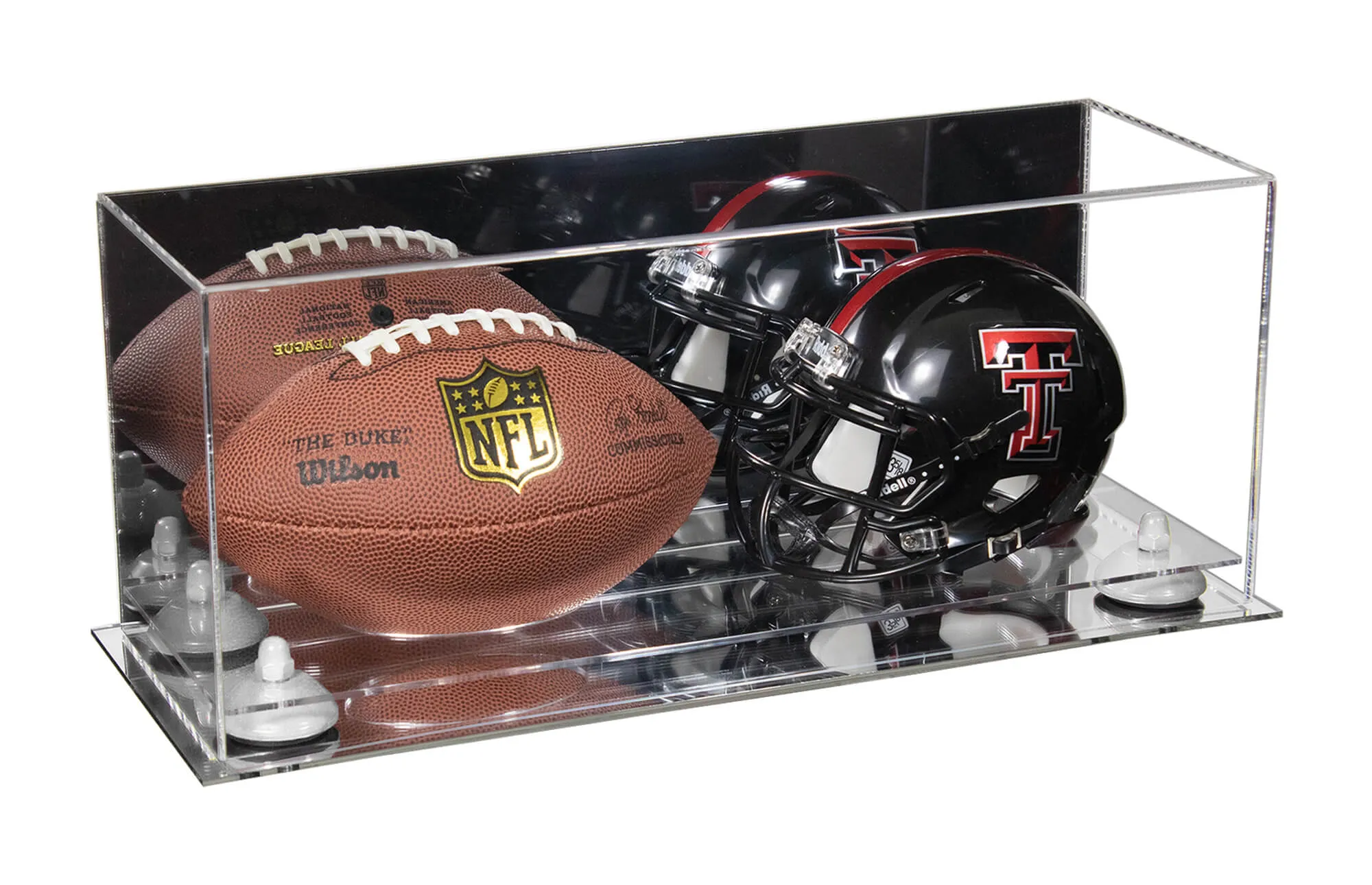 2 Mini Helmet or Mini Football with Mini Helmet Display Case - Mirror (B46/V46/A019)