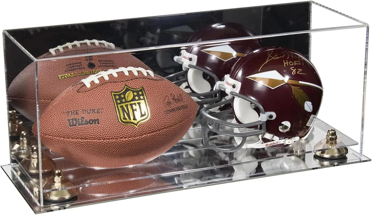 2 Mini Helmet or Mini Football with Mini Helmet Display Case - Mirror (B46/V46/A019)