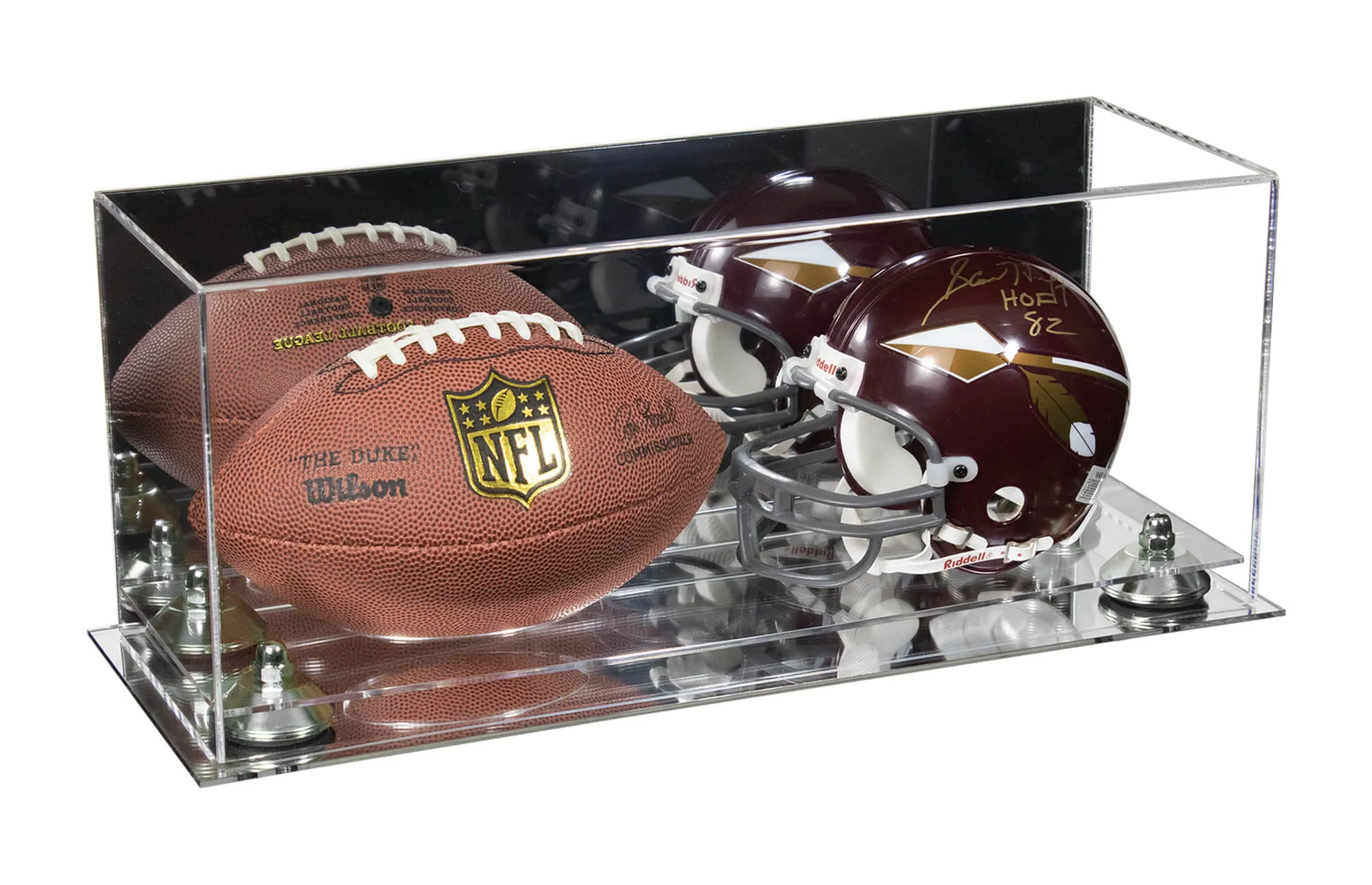 2 Mini Helmet or Mini Football with Mini Helmet Display Case - Mirror (B46/V46/A019)