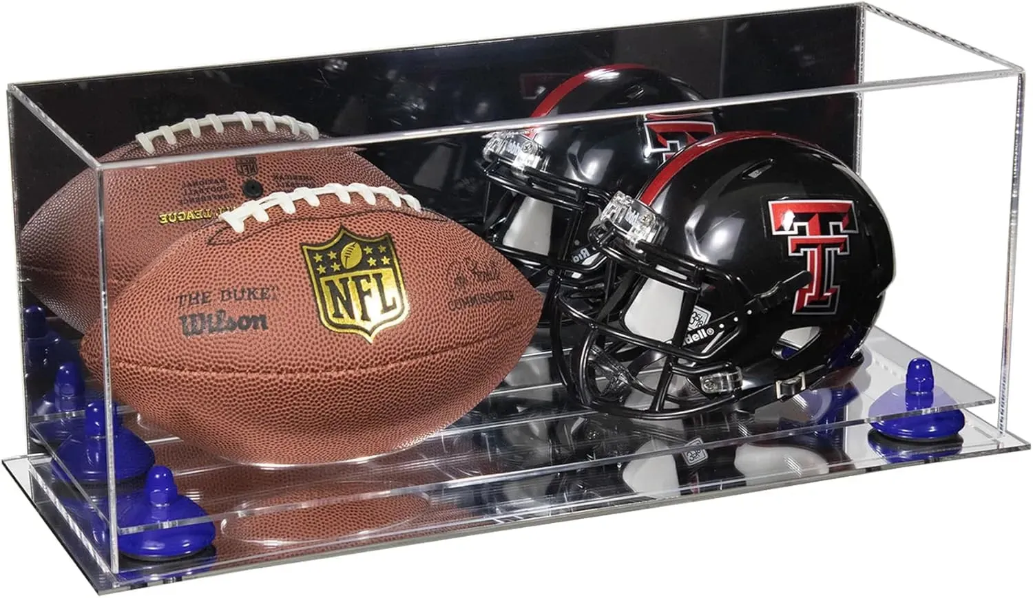 2 Mini Helmet or Mini Football with Mini Helmet Display Case - Mirror (B46/V46/A019)