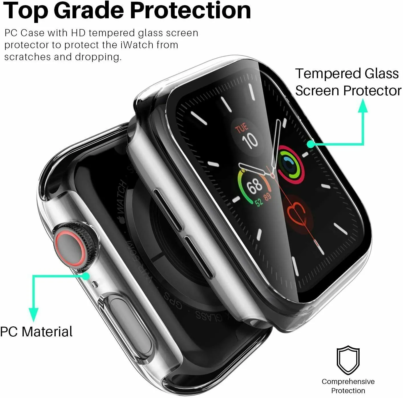 2 X Tough Protective Case Cover for Apple Watch 45mm Series 7 - Clear