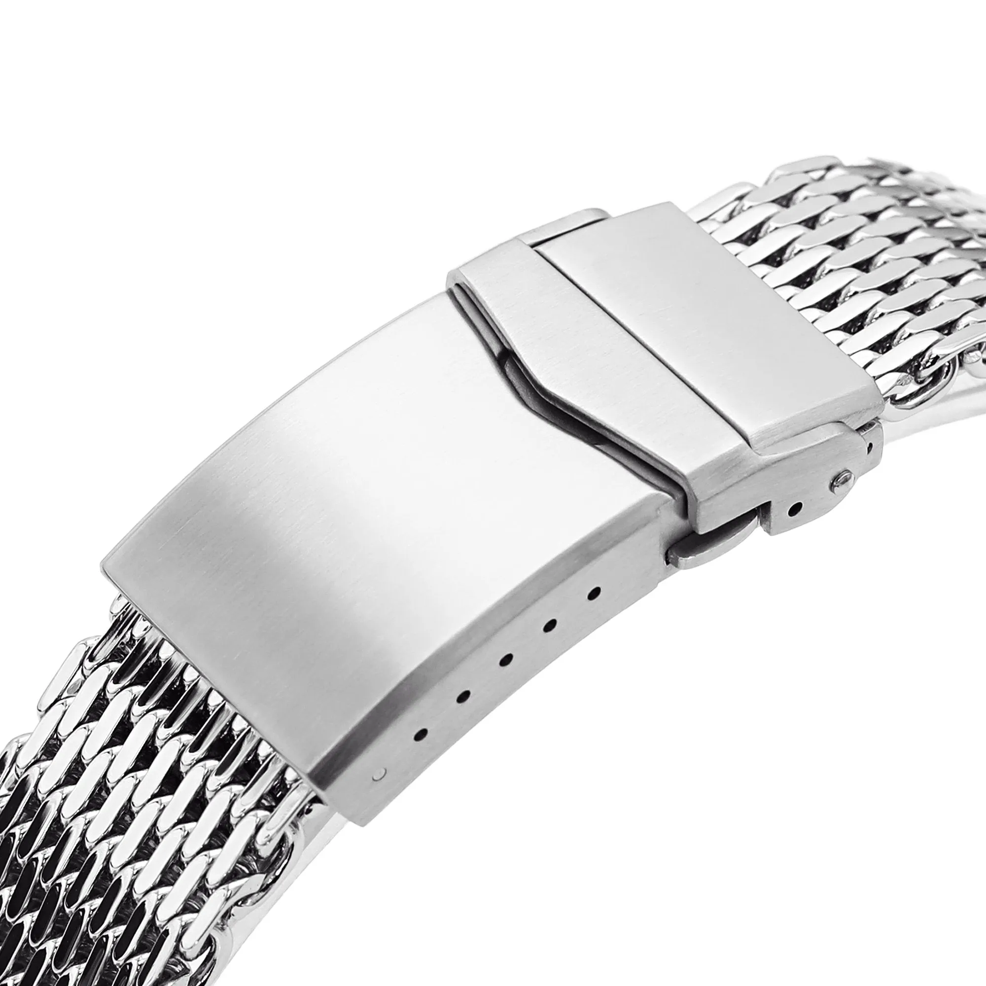 20mm Polished Tapered Winghead "SHARK" Mesh watch band, V-Clasp