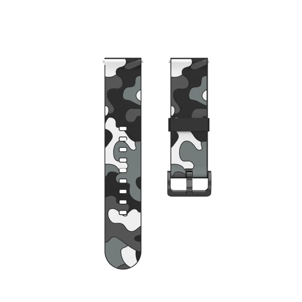 20mm Universal cool camouflage silicone watch strap - Black