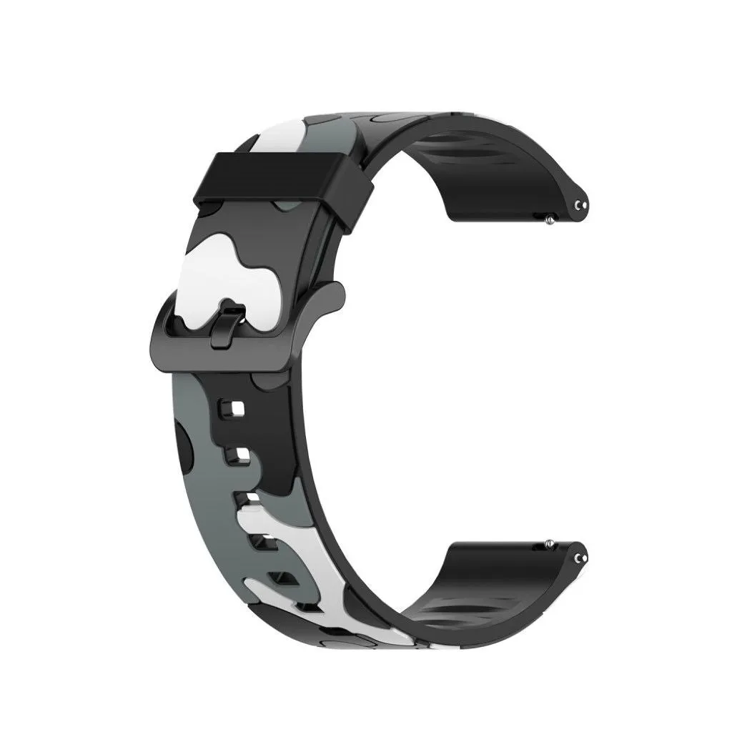 20mm Universal cool camouflage silicone watch strap - Black