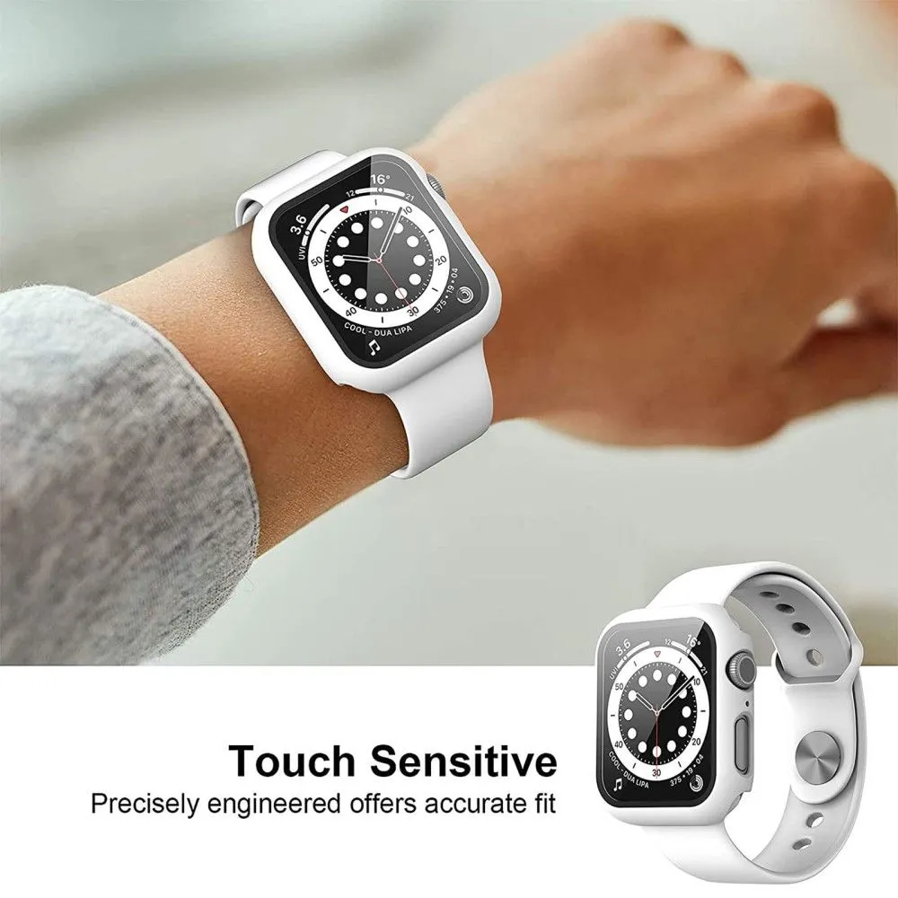 2Pcs Apple Watch (45mm) cover with tempered glass - White