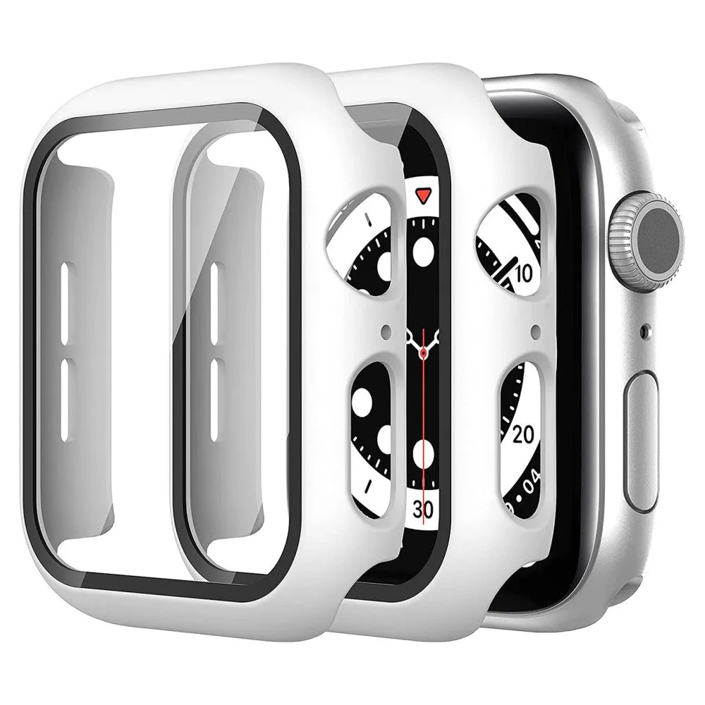 2Pcs Apple Watch (45mm) cover with tempered glass - White