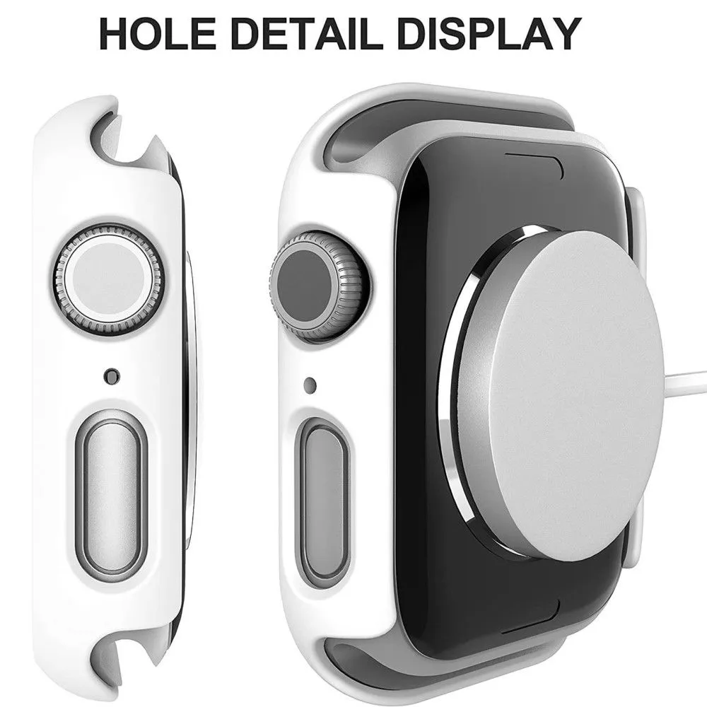 2Pcs Apple Watch (45mm) cover with tempered glass - White