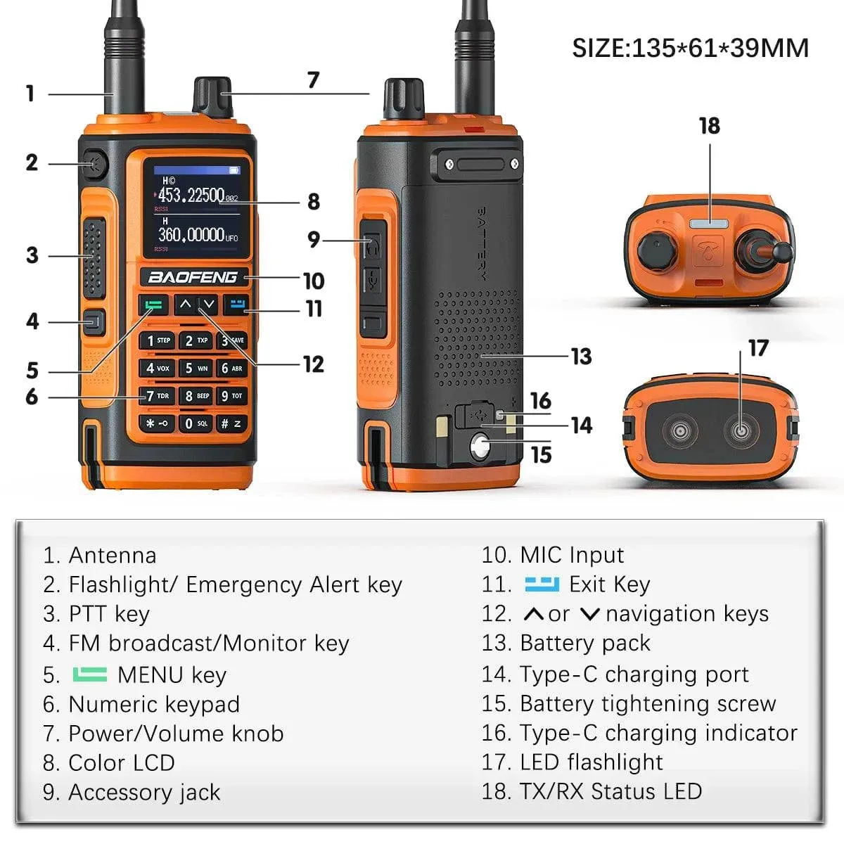 2x Baofeng UV-17M Air Band Walkie Talkie Wireless Copy Frequency NOAA Type-C Long Range UV-5R 17 Pro Portable Ham Two Way Radio