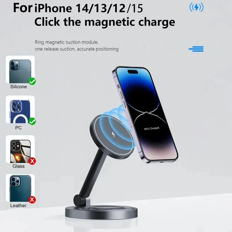 3 In 1 Foldable Wireless Charger|Stand Pad Fast Magnetic Charging Station Dock for iPhone 15 14 13 12 Pro Max Mini Airpods 3/2