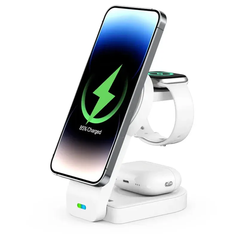 3 In 1 Magnetic Wireless Charger Stand Pad Foldable Fast Charging Station Dock For iPhone 15 14 13 12 Pro Max IWatch 8 7 Airpods