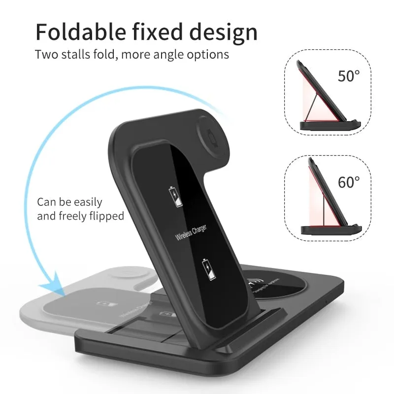 3 in 1 Wireless Charger Stand Pad Fast Charging Station Dock