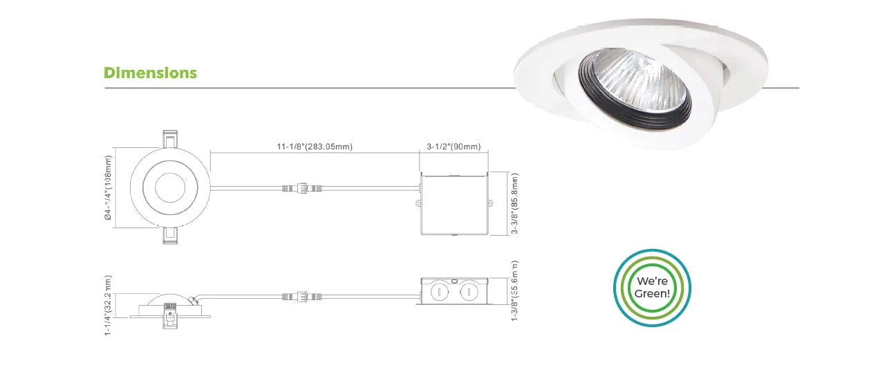 3.5" LED FLOATING GIMBAL - 6W - WHITE TRIM