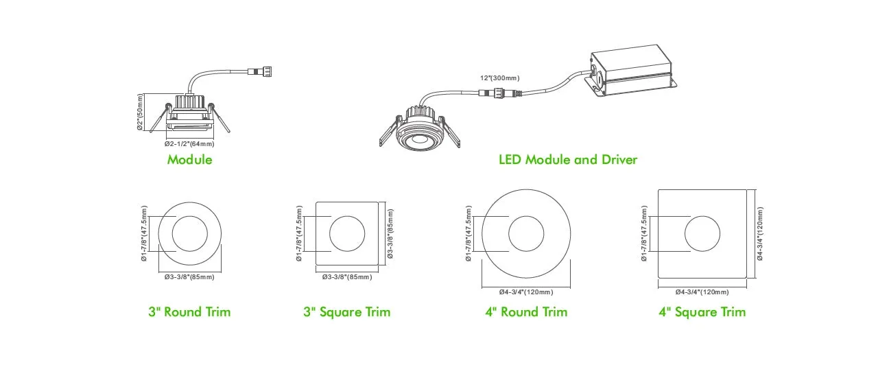 3" LED REGRESSED GIMBAL - 8W - 5CCT