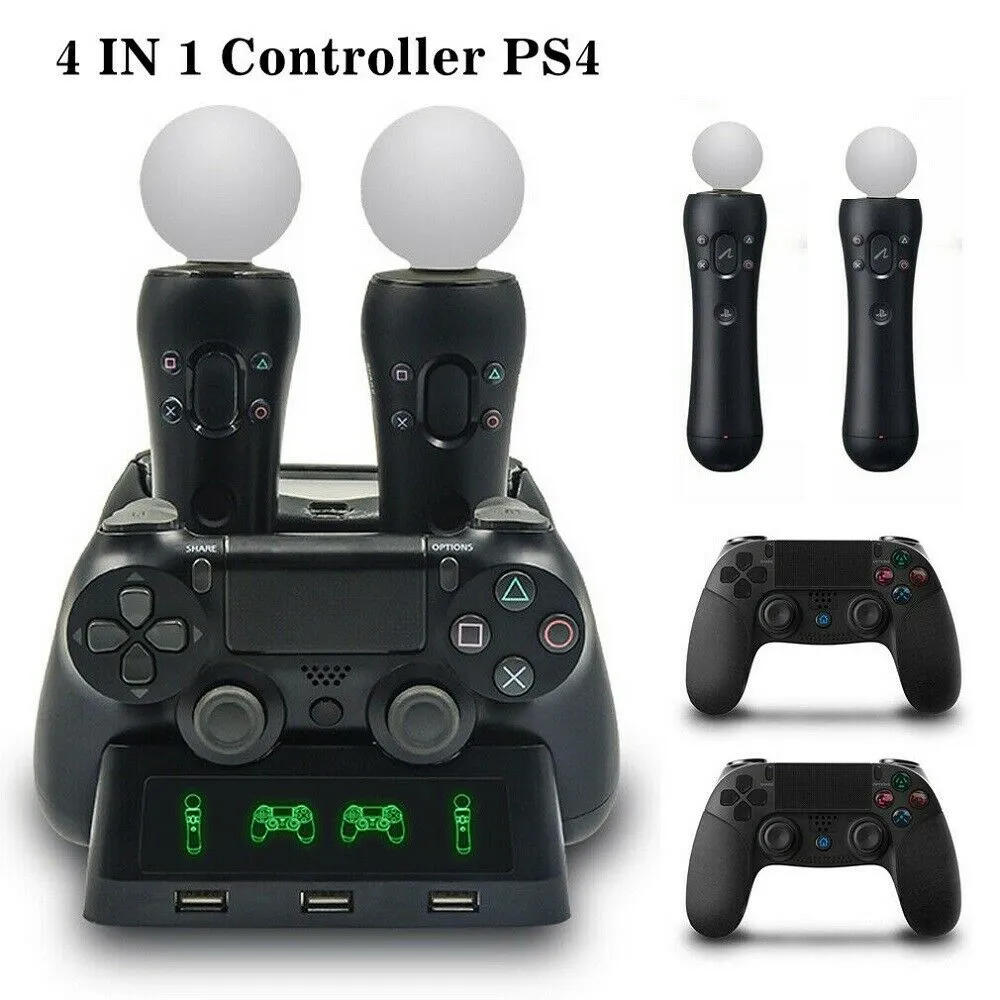 4-in-1 Charger Charging Dock Holder Mount Station For PS4/PS/VR Move Controller