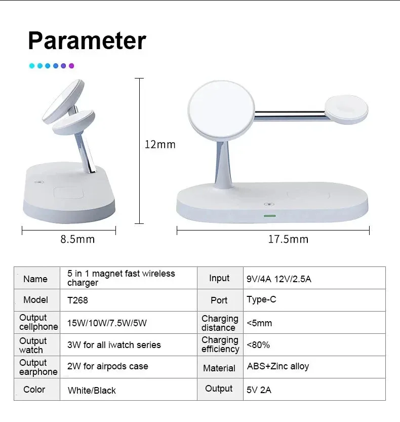 5-in-1 Magnetic Wireless Charger Stand