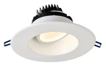 6 Inch Round Regressed Gimbal LED Downlight 15 Watt - 3500 Kelvin - White Trim - 35 Degree Beam Spread - 1250 Lumen - Type IC Air-Tight Wet ES CRI 90 