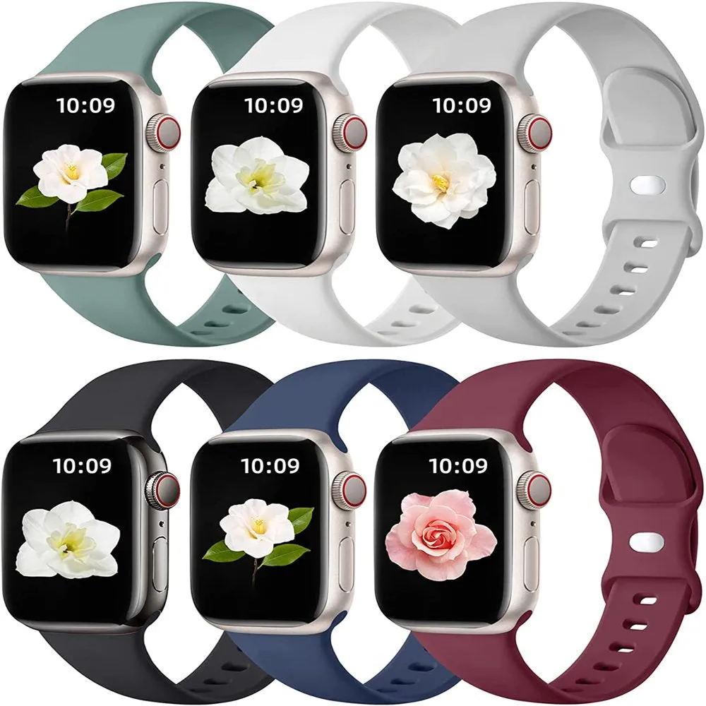 6 Pack Apple Watch Bands, Breathable Silicone Iwatch Bands for Women Men