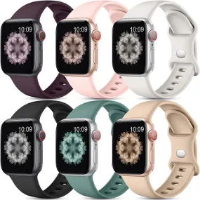 6 Pack Apple Watch Bands, Breathable Silicone Iwatch Bands for Women Men