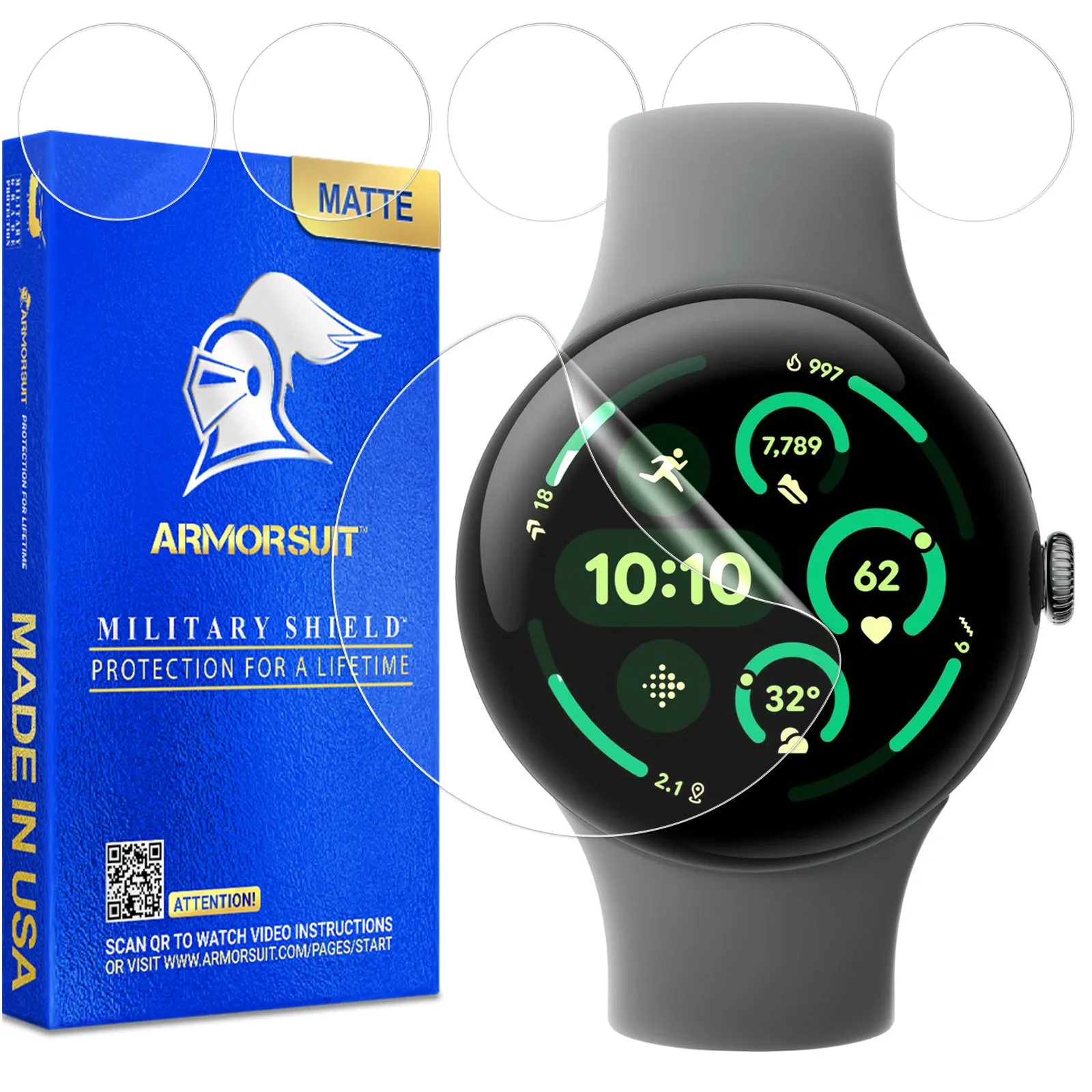 [6 Pack] ArmorSuit MilitaryShield Screen Protector Film For Google Pixel Watch 3 (2024)