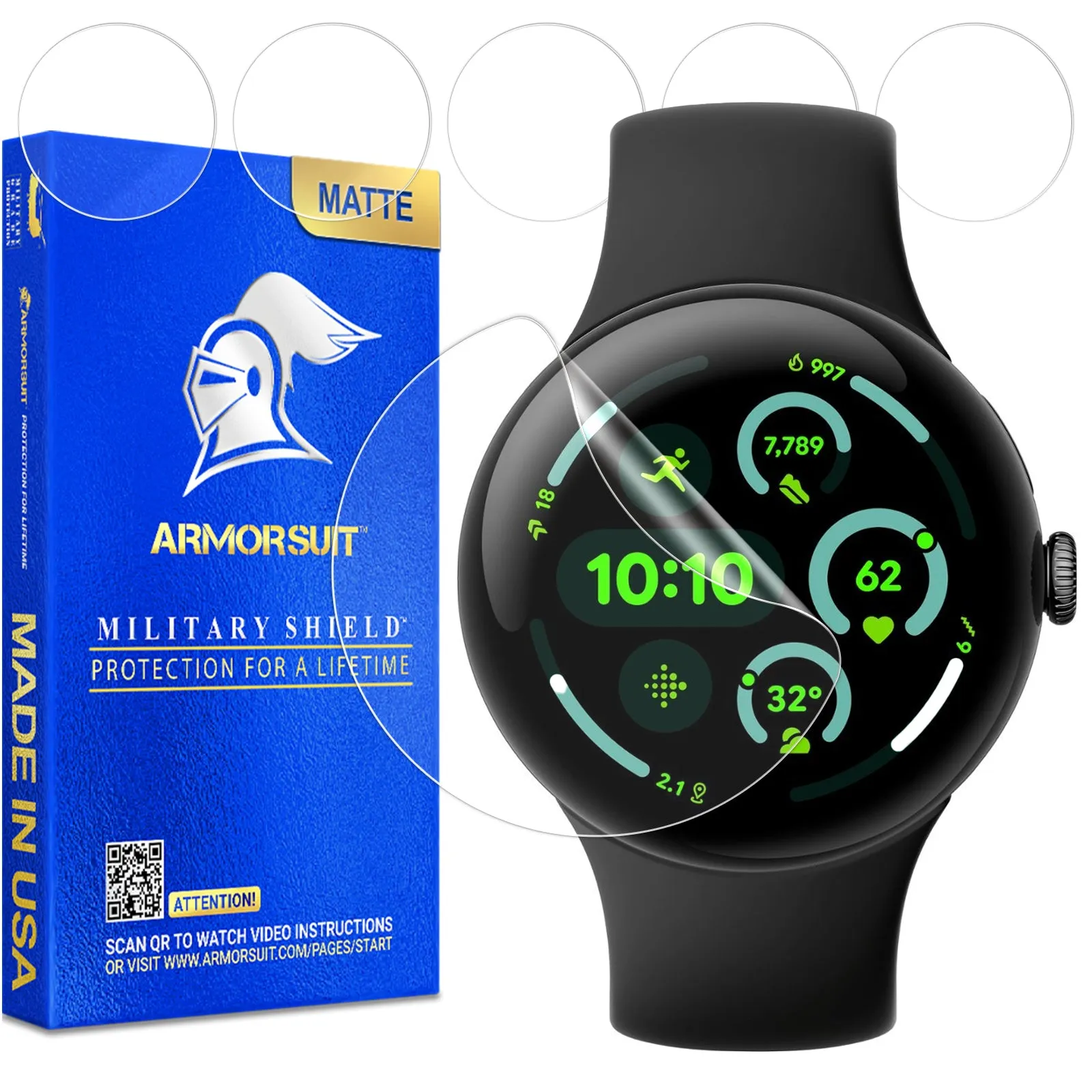 [6 Pack] ArmorSuit MilitaryShield Screen Protector Film For Google Pixel Watch 3 (2024)