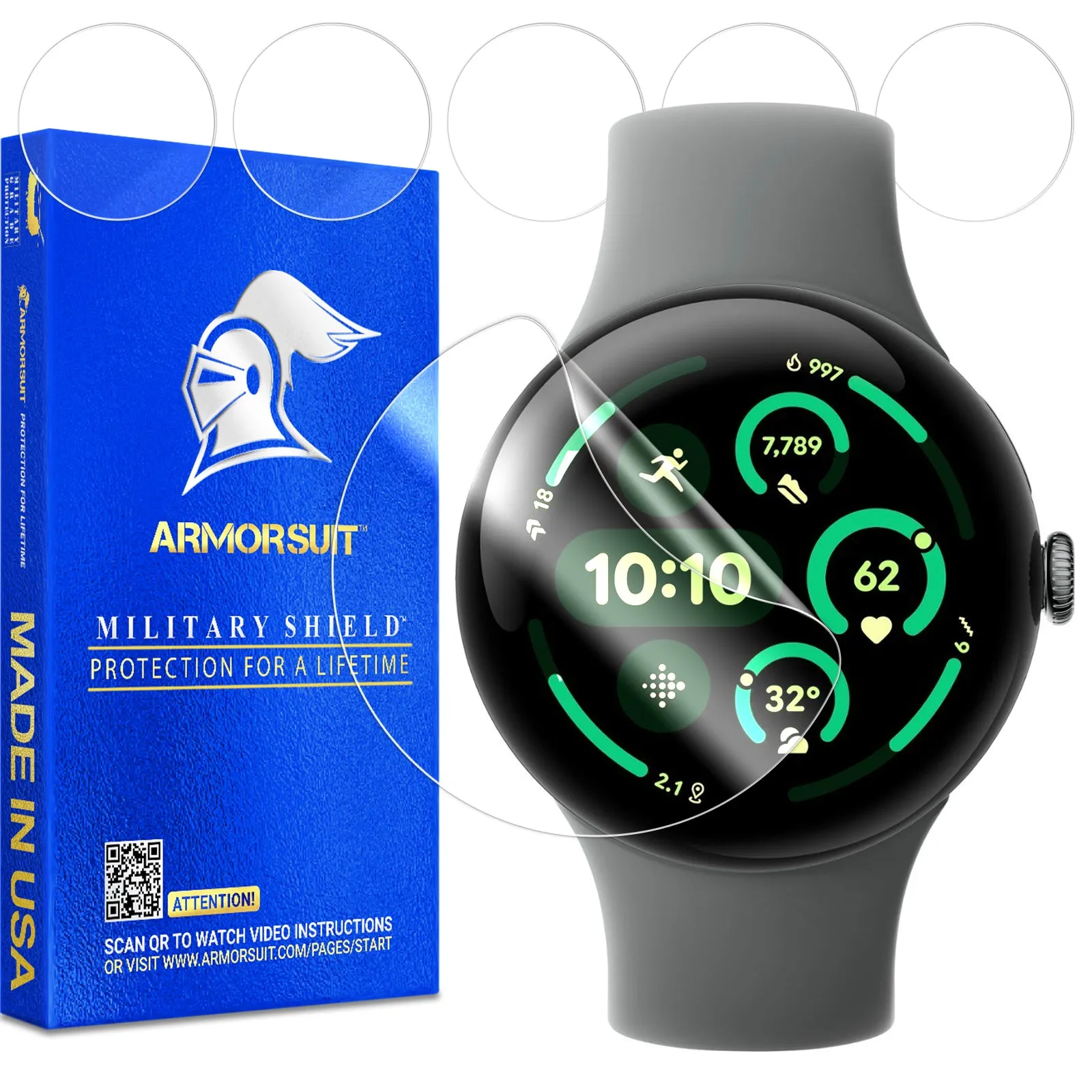 [6 Pack] ArmorSuit MilitaryShield Screen Protector Film For Google Pixel Watch 3 (2024)