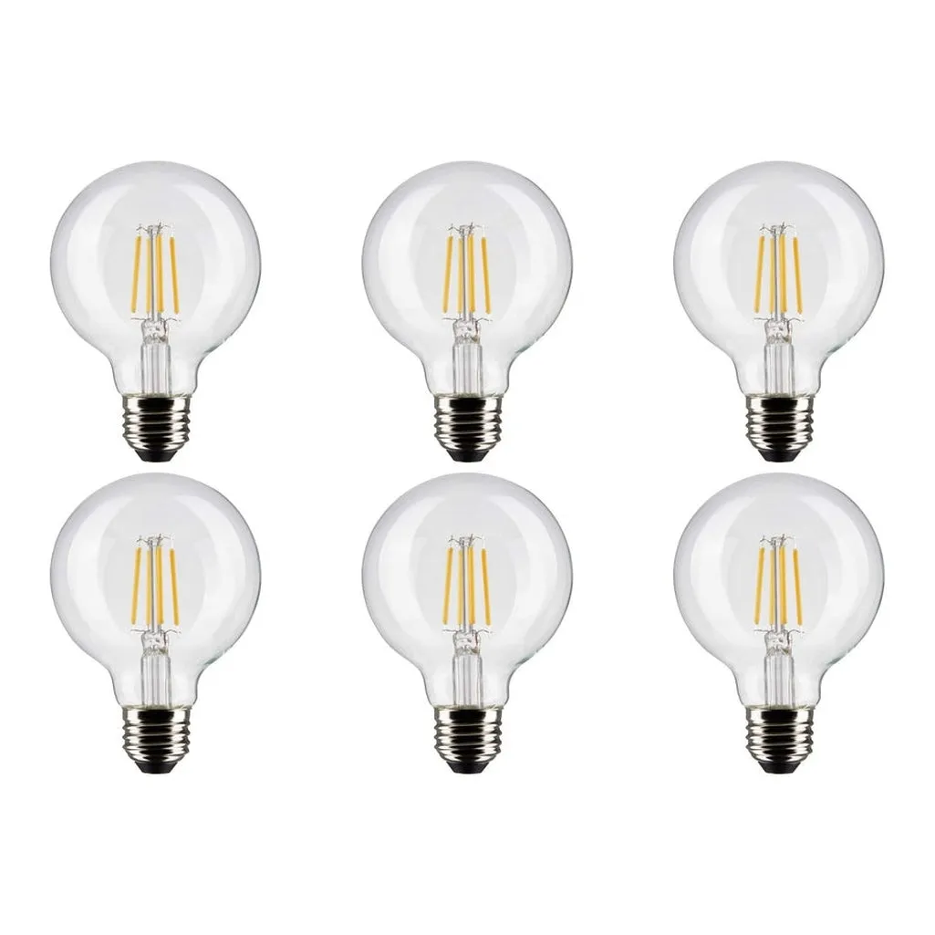 6W G25 LED - Clear - Medium base - 90 CRI - 2700K - 120V - 6-Pack