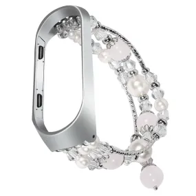 Agate pendant stylish watch strap  for Xiaomi Mi Smart Band 6 / 5 - White