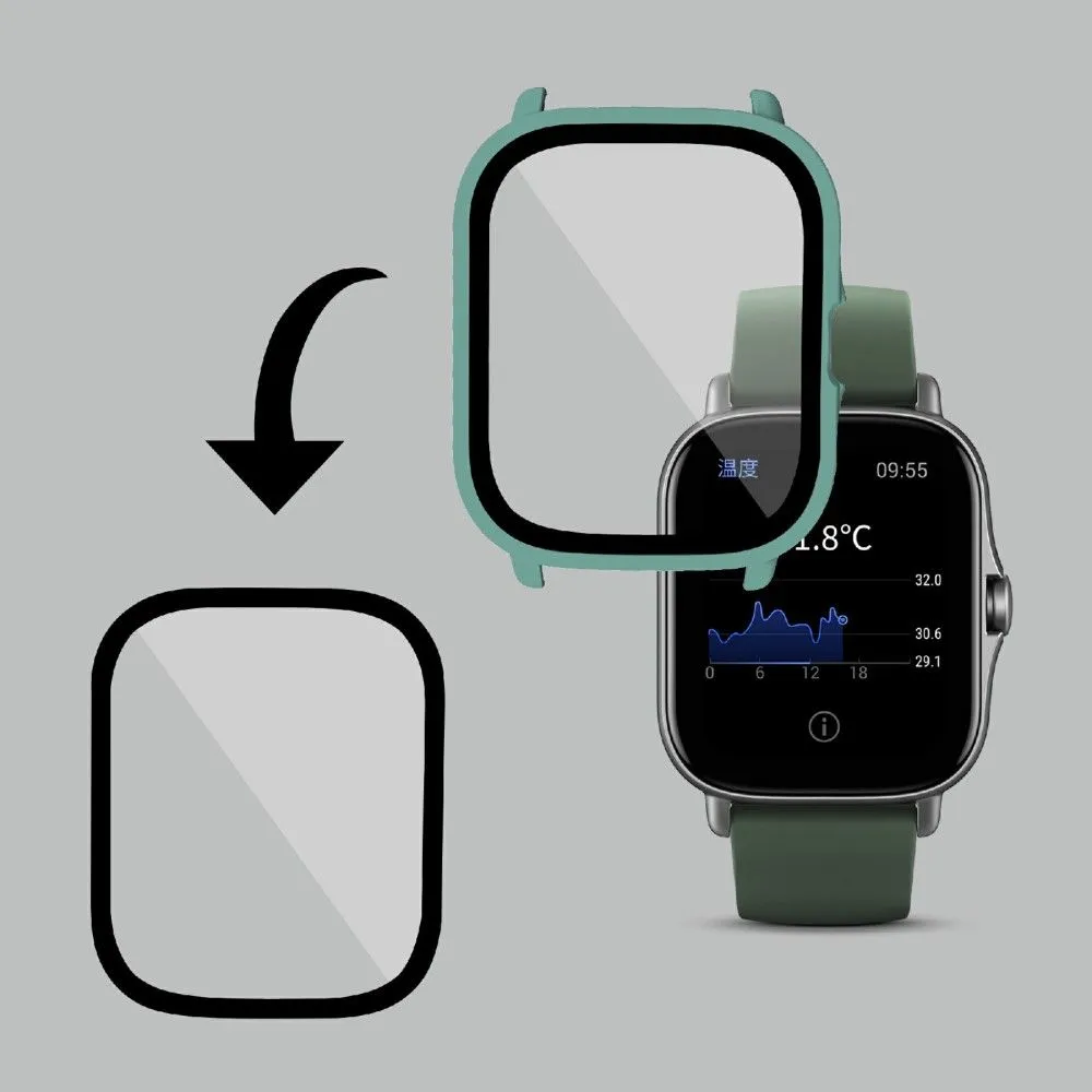 Amazfit GTS 2 protective cover   HD tempered glass - Green