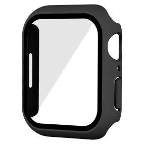 Apple Watch (41mm) rubberized hard cover with tempered glass screen protector - Black