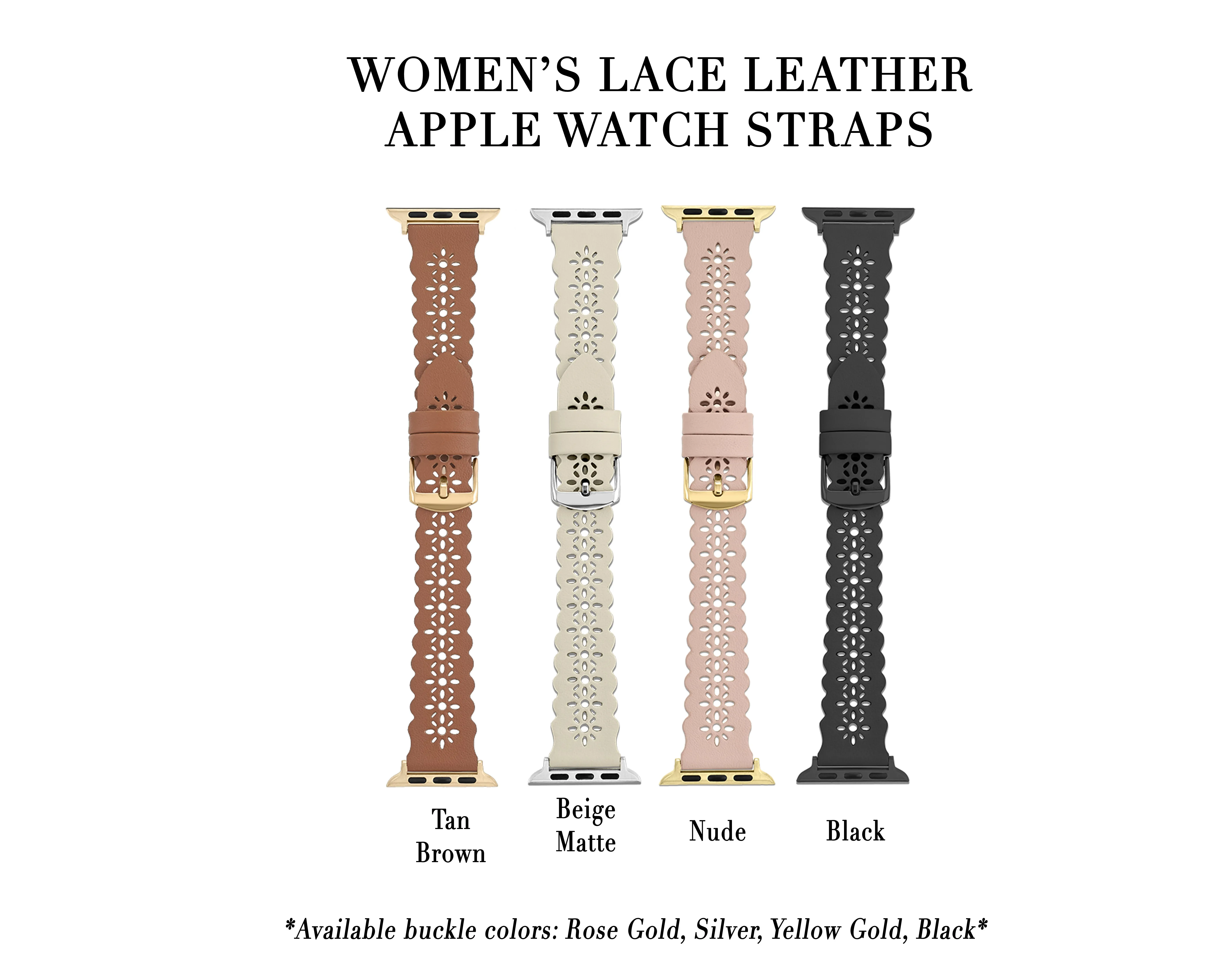 Beige Matte Apple Lace Leather Strap - 38mm/40mm/41mm, 42mm/44mm/45mm