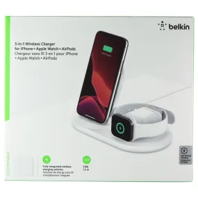 Belkin BoostCharge (7.5W) 3-in-1 Wireless Charger for Apple Devices - White