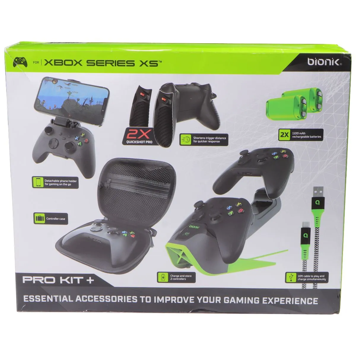 bionik Pro Kit  for XBOX Series XS - Neon Green / Black