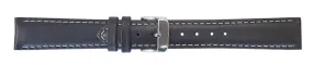 Black Contrast Stitch Padded Leather Watch Band 18mm 105775