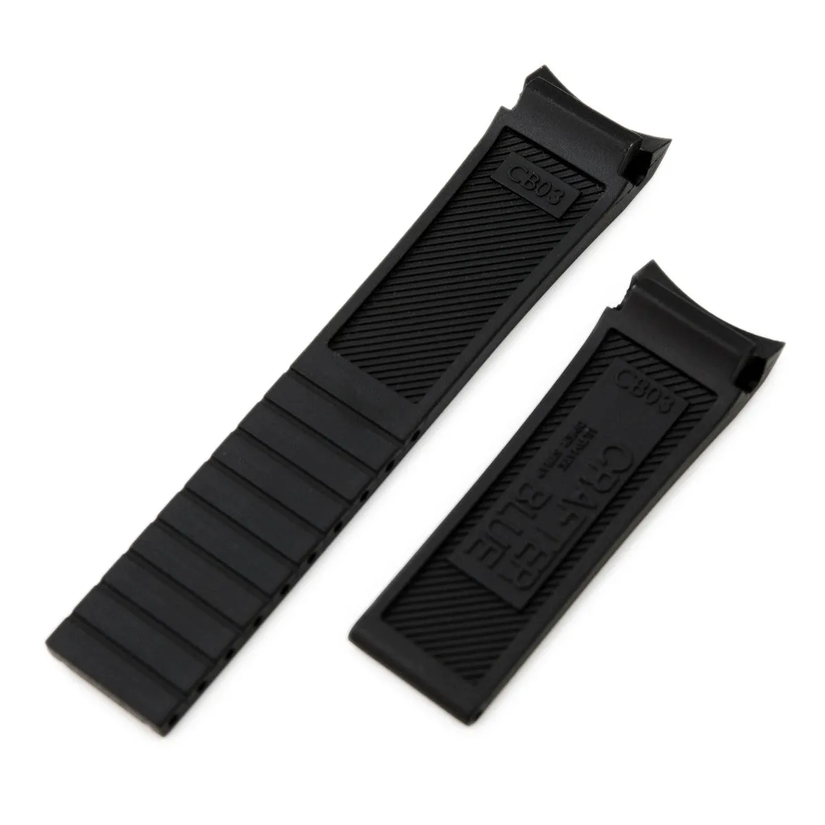 Black Curved End Rubber compatible with Seiko MM300 SBDX001, No Buckle