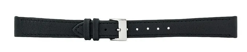 Black Flat Stitch Leather Watch Band 14mm 175876