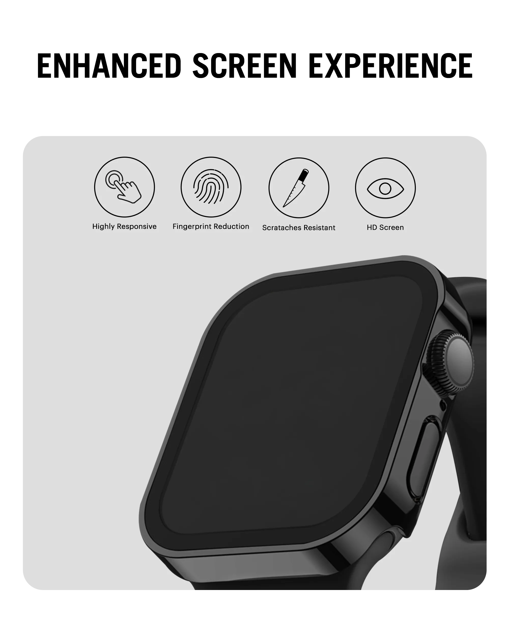 Black Sleek Fit Apple Watch Series Case with Screen Protector (41mm)