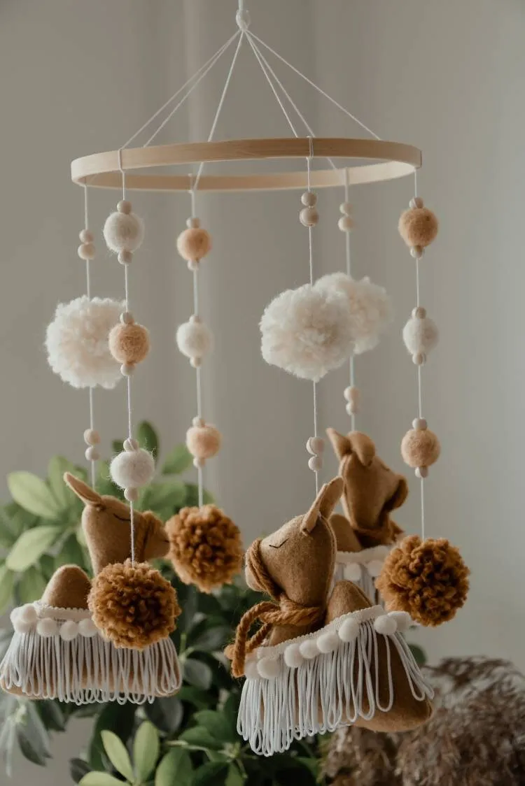 Boho mobile with camel and balls