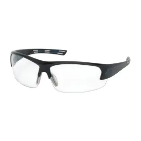 Bouton Optical 250-59-0520 Semi-Rimless Safety Glasses with Dark Blue Frame, Clear Lens and FogLess 3Sixty Coating