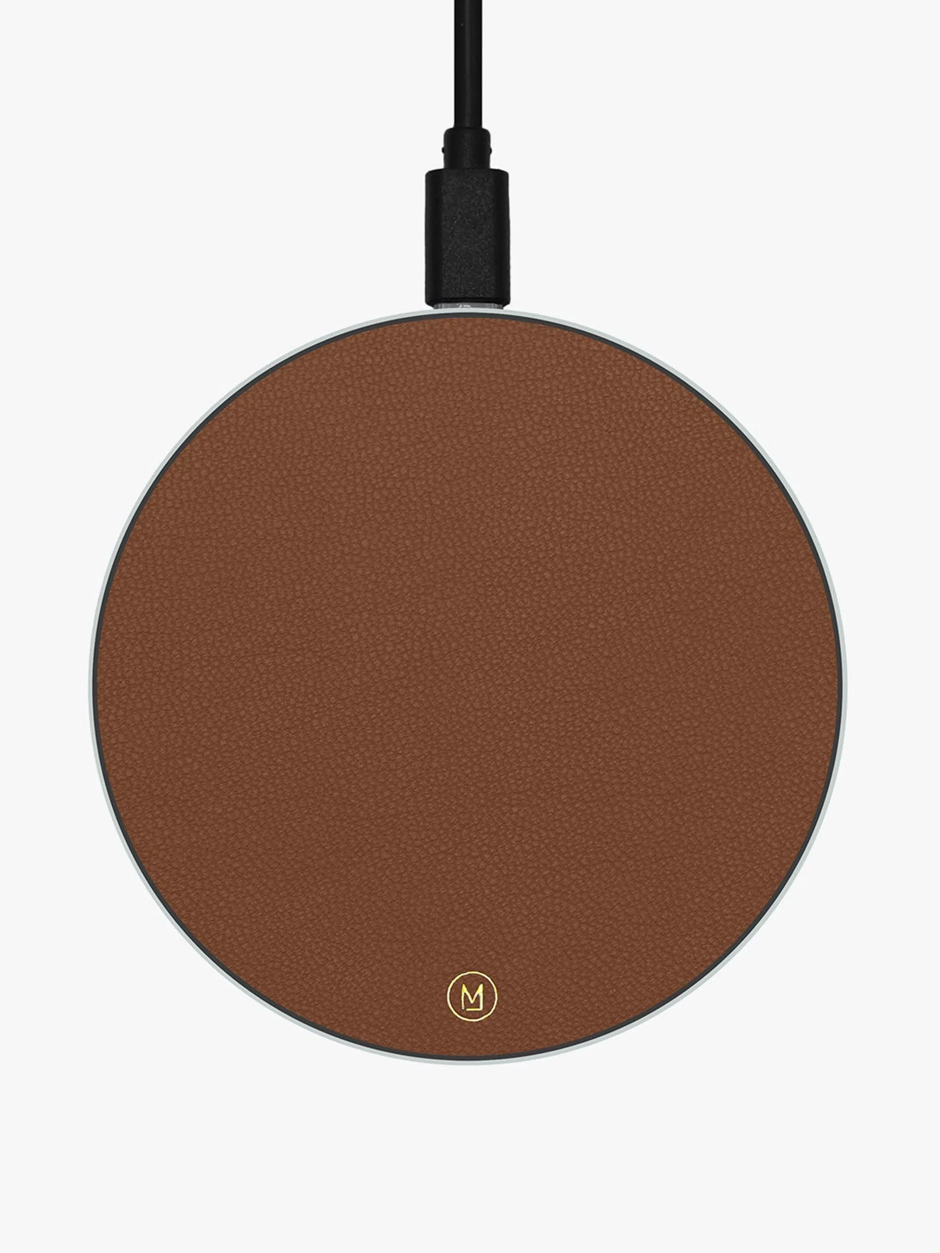 Brown leather wireless charging pad