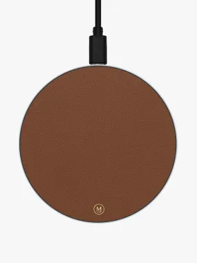 Brown leather wireless charging pad