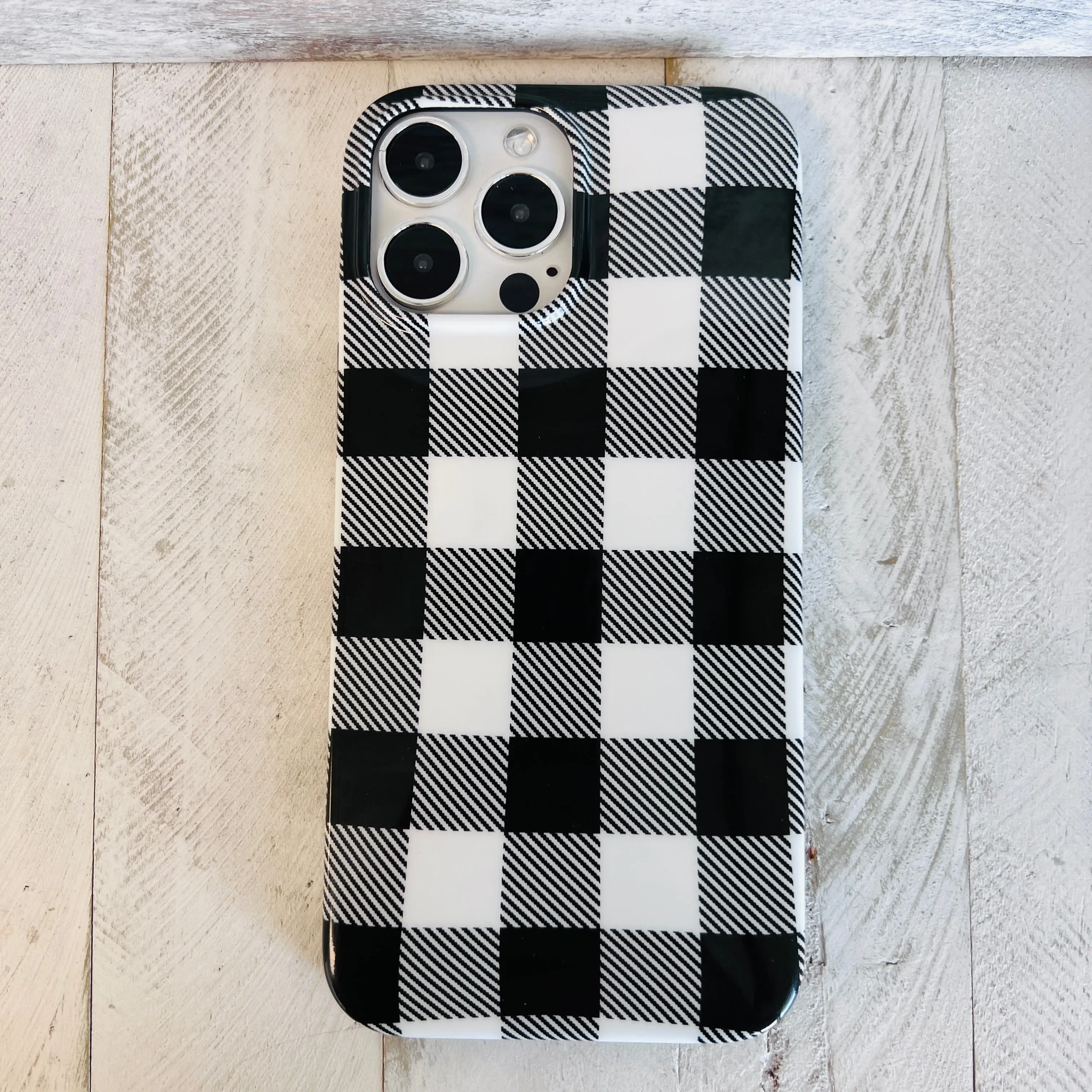 Bull Plaid Black/White Phone Case For iPhone